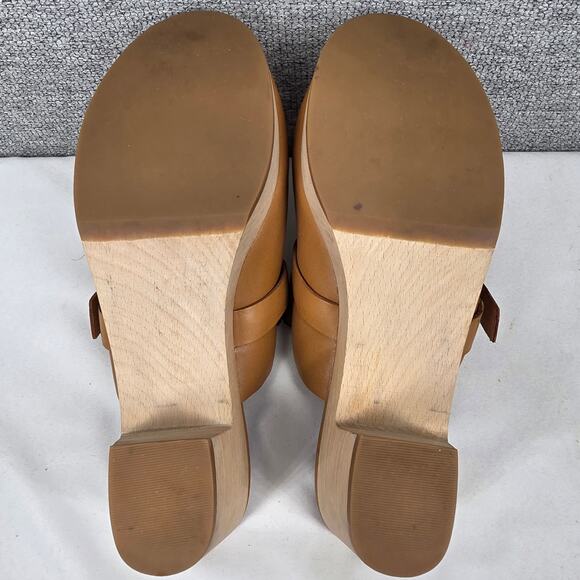 MADEWELL MONIQUE BUCKLE CLOG – WOMEN’S SIZE 9 – TAN LEATHER – WOOD SOLE - Picture 8 of 11